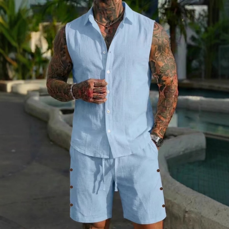 Linen Shorts Men - Ensemble 2 pièces pour homme en