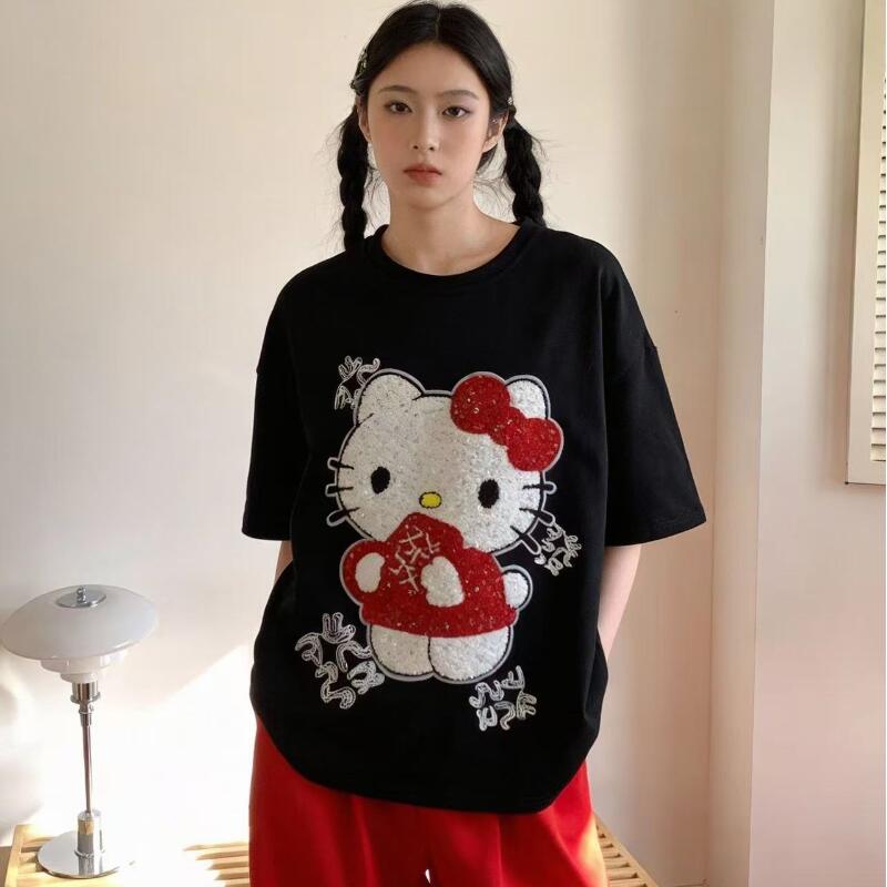 Summer Clothing Essentials - T-shirt brodé à sequins Hello Kitty