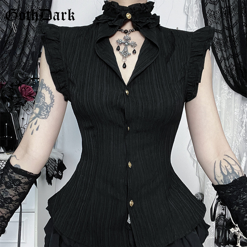 Summer Goth Clothing - Chemisier Gothique Sombre Style Grunge Années