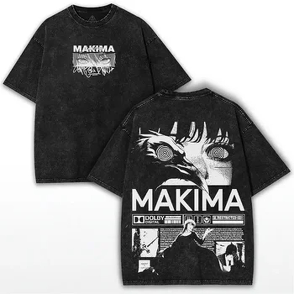 Vintage Summer Clothing Men - T-shirt Manga Chainsaw Man Makima pour
