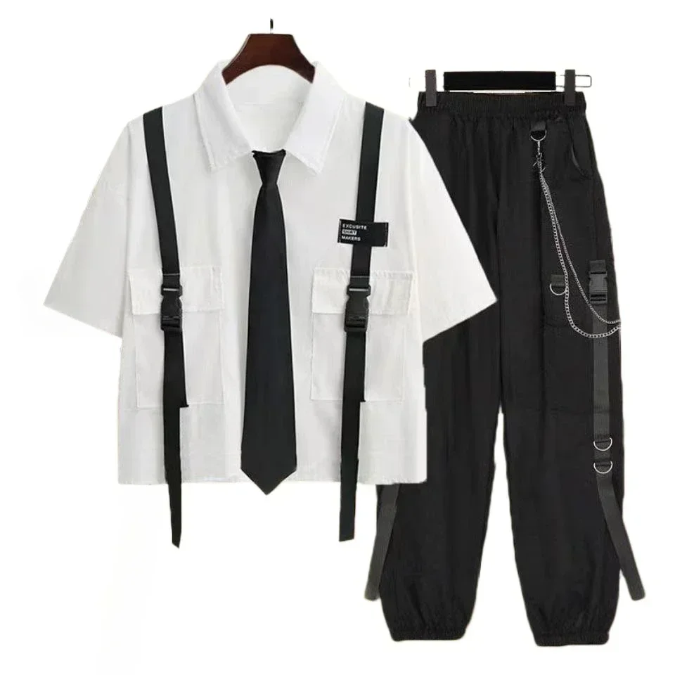 Summer Goth Clothing - Pantalon cargo décontracté imbibé pour femmes,