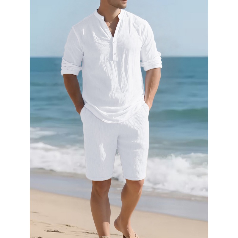 Linen Shorts Men - Ensemble deux pièces en lin mélangé