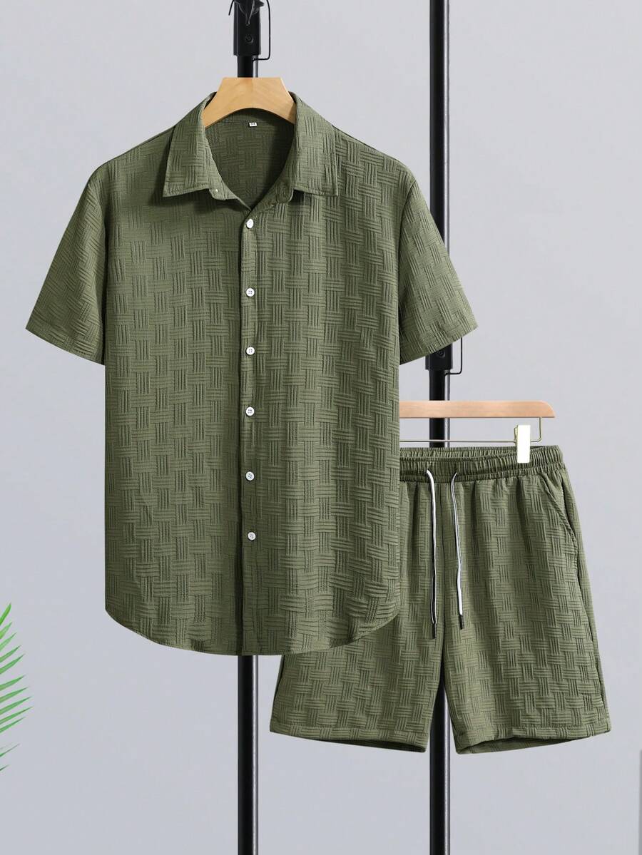 Linen Shorts Men - Ensemble chemise à manches courtes et