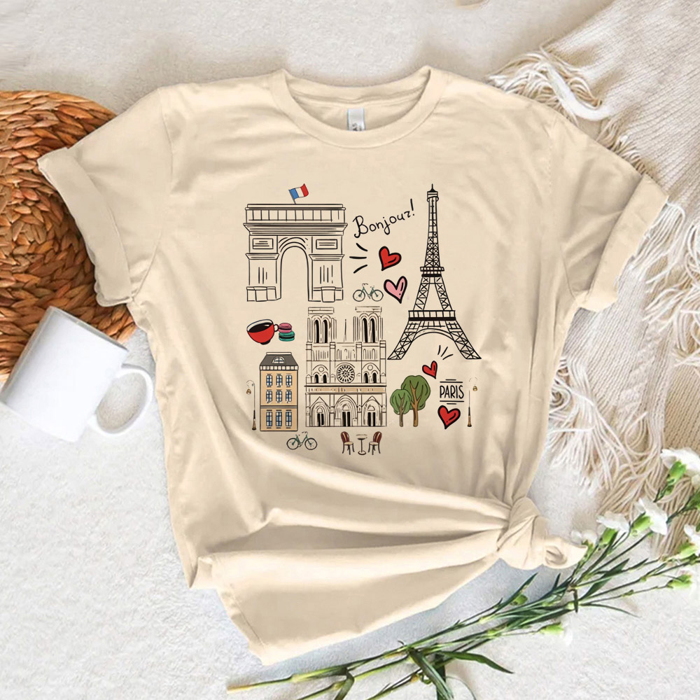 Summer Clothing In Paris - T-shirt imprimé Paris pour femme, style