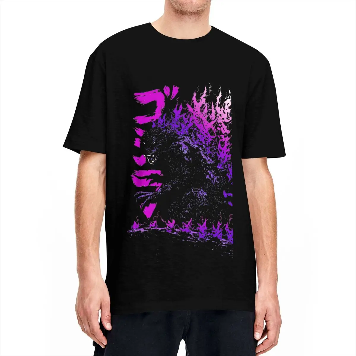 Vintage Summer Clothing Men - EnerGodzillas-T-Shirt à Manches Courtes et Col