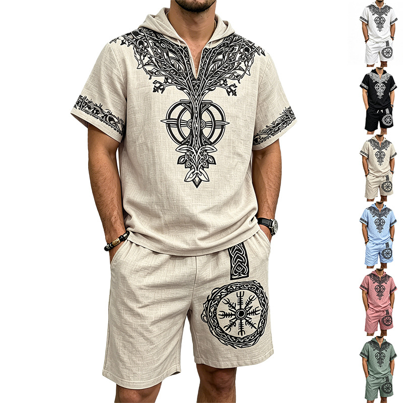 Linen Shorts Men - Ensemble d'été 2 pièces pour homme