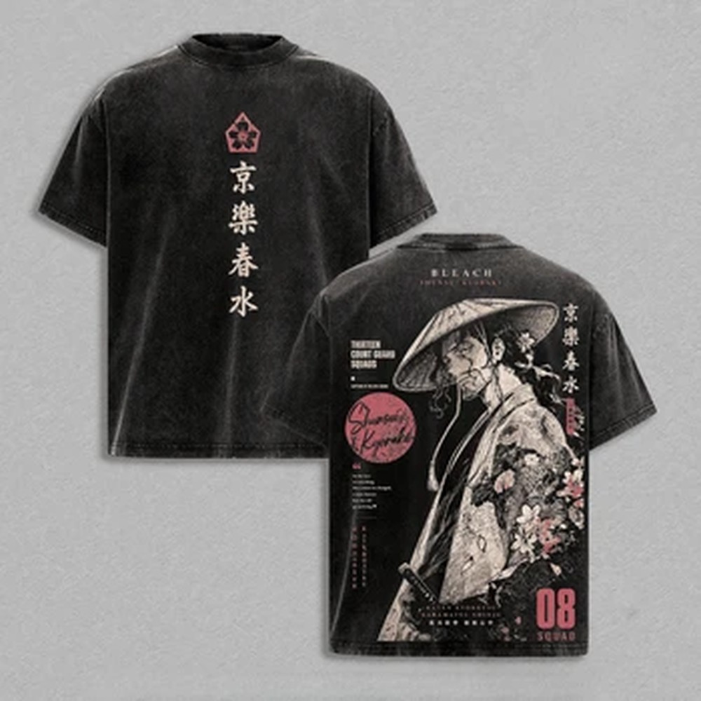 Vintage Summer Clothing Men - Kyoraku Shunsui Anime BLEACH T-shirt Vintage