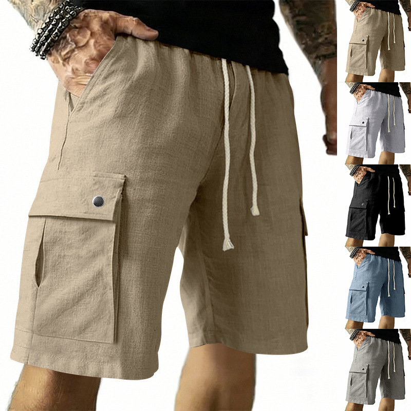 Shorts multi-poches européens  - Linen Shorts Men avis et prix
