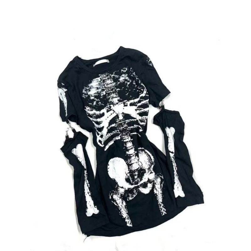 T-shirt graphique squelette go - Summer Goth Clothing avis et prix