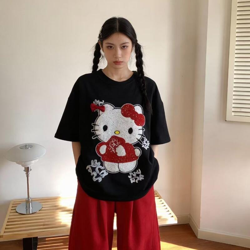 T-shirt brodé à sequins Hello  - Summer Clothing Essentials avis et prix