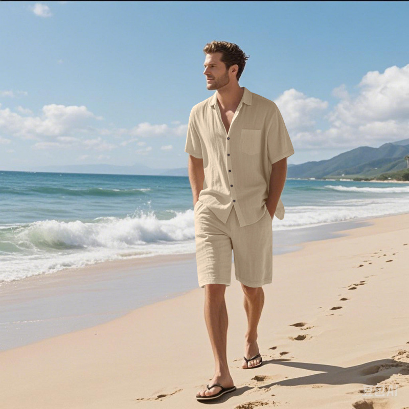 Ensemble chemise et short en l - Linen Shorts Men avis et prix