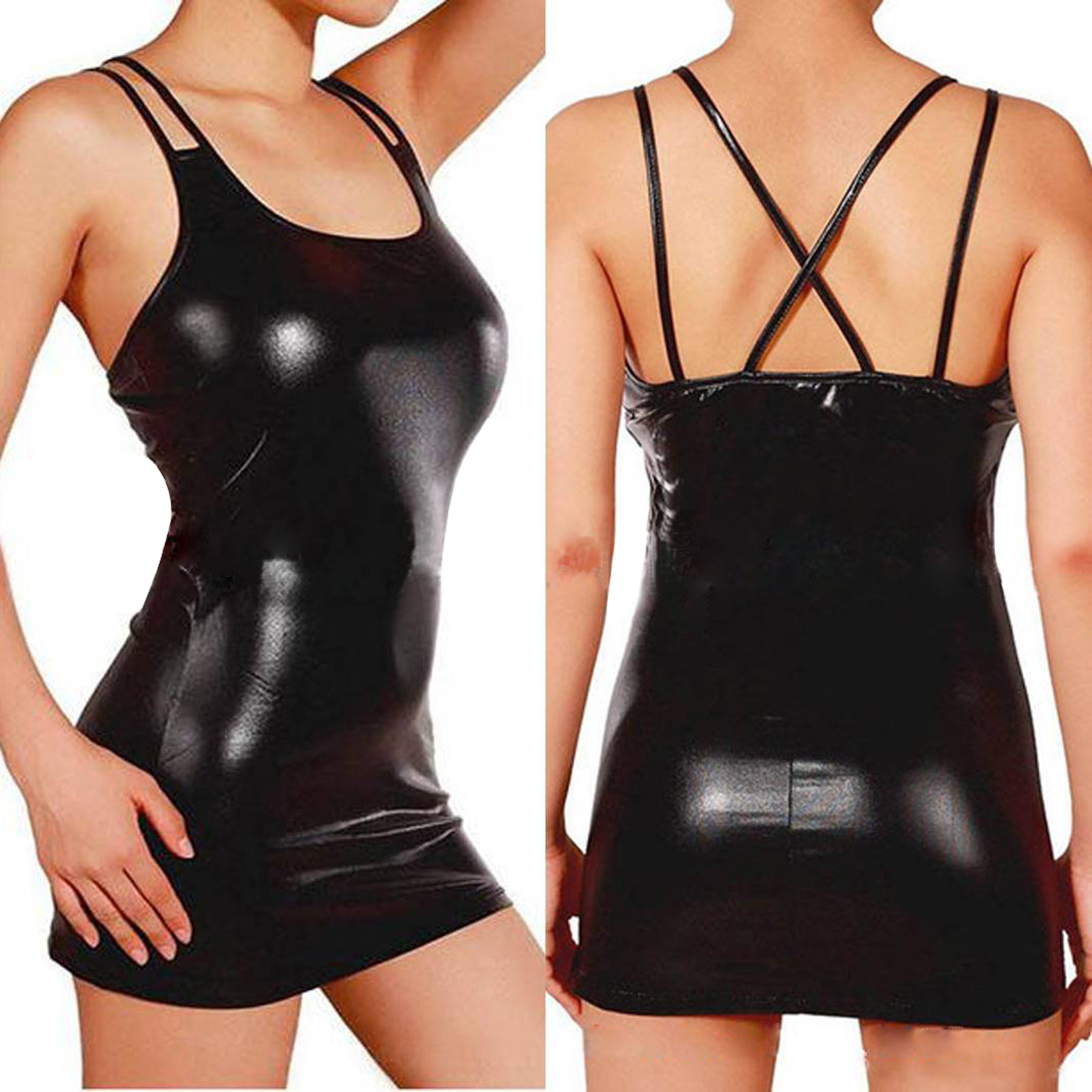 Mini robe en cuir PU métallisé - One Summer Clothing Uk avis et prix