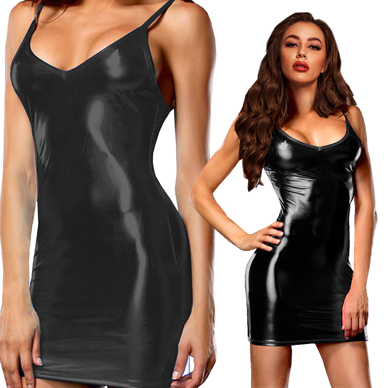 Mini robe en cuir PU métallisé - One Summer Clothing Uk avis et prix
