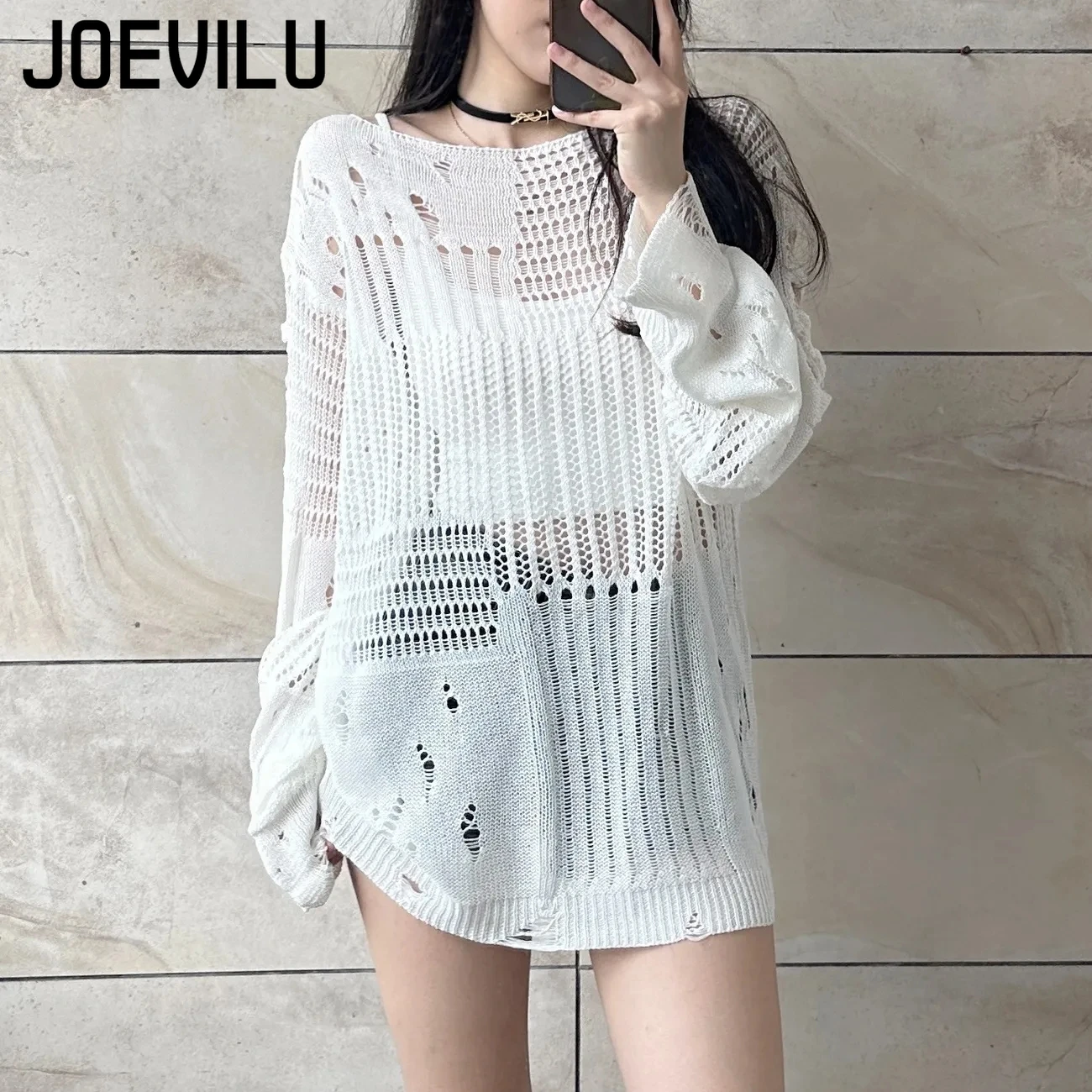 JOEVILU chemisier en tricot cr - Summer Goth Clothing avis et prix