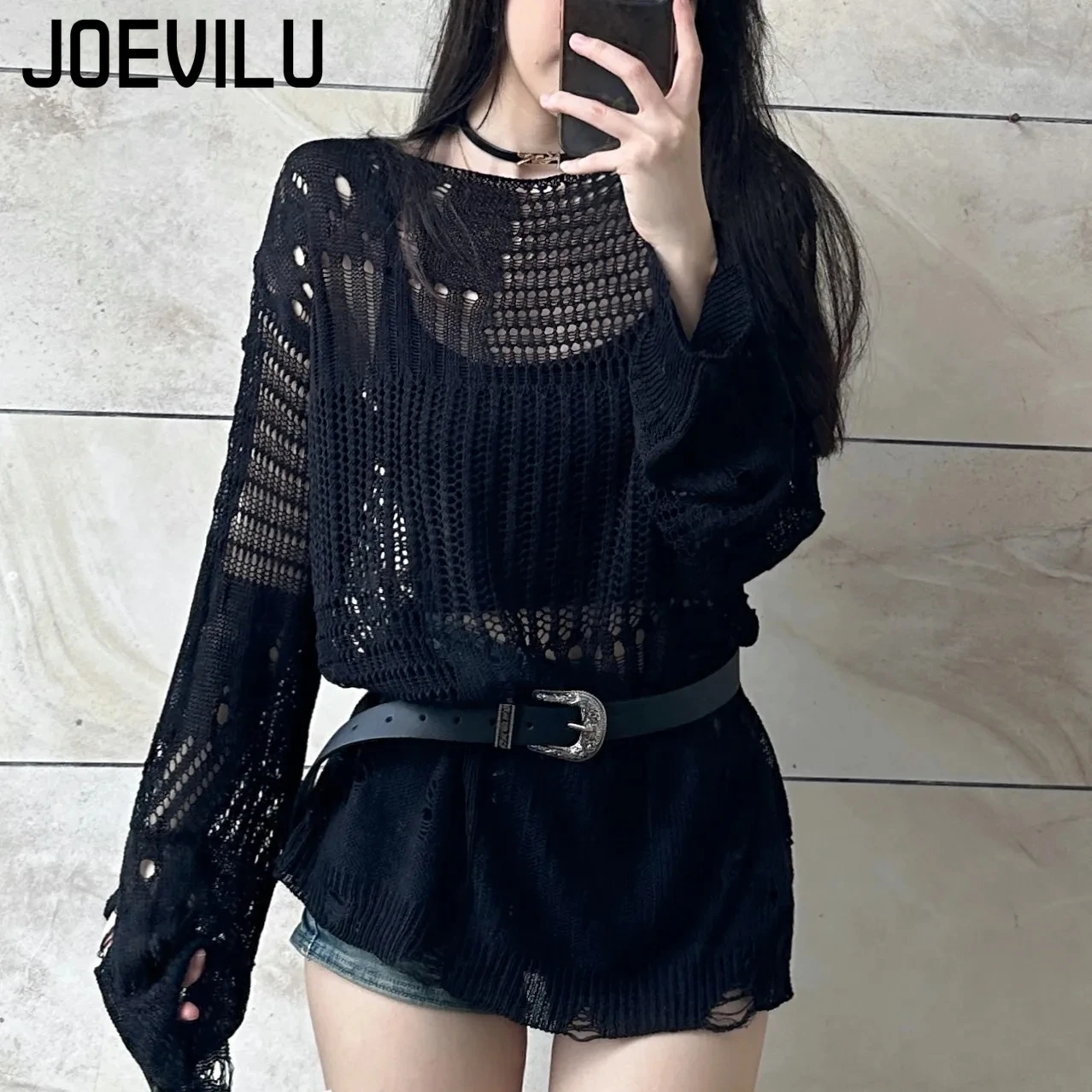 JOEVILU chemisier en tricot cr - Summer Goth Clothing avis et prix