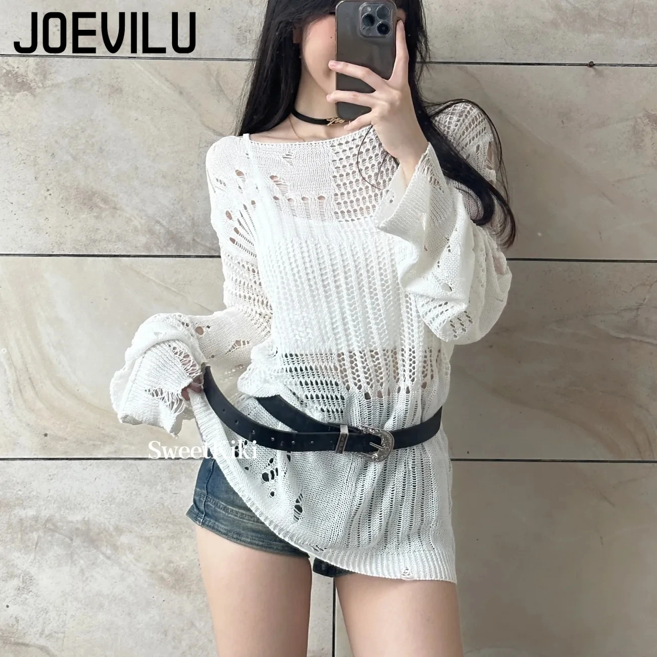 JOEVILU chemisier en tricot cr - Summer Goth Clothing avis et prix
