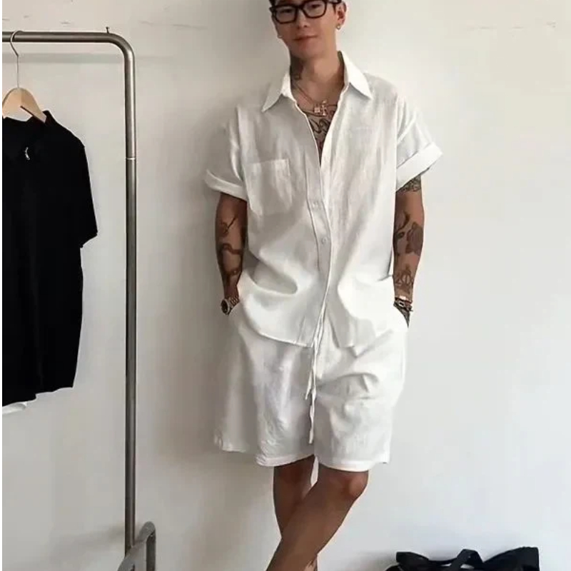 Ensemble 2 pièces en lin et co - Linen Shorts Men avis et prix