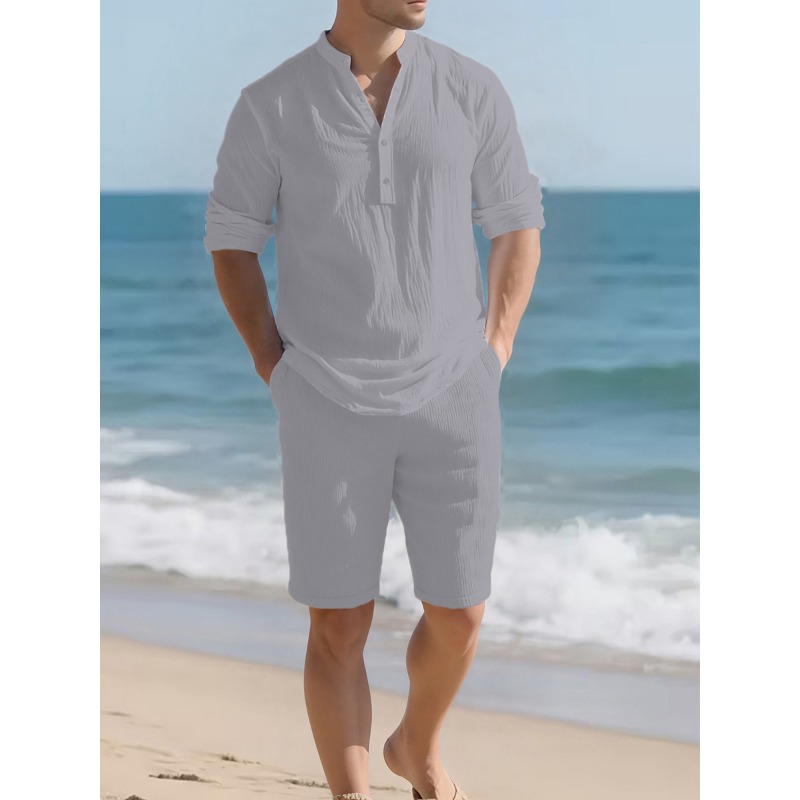 Ensemble deux pièces en lin mé - Linen Shorts Men avis et prix