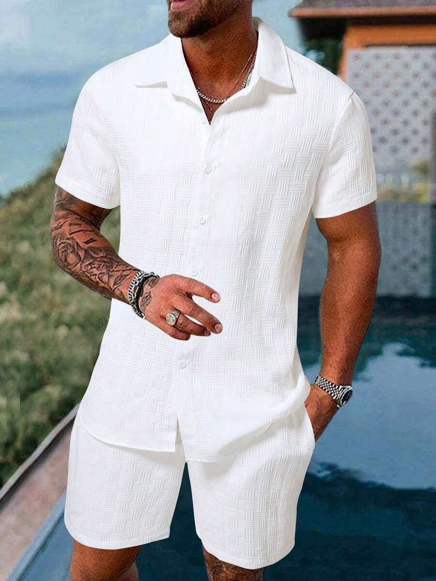 Ensemble chemise à manches cou - Linen Shorts Men avis et prix
