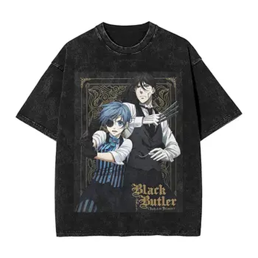 T-shirt graphique Anime Black  - Vintage Summer Clothing Men avis et prix