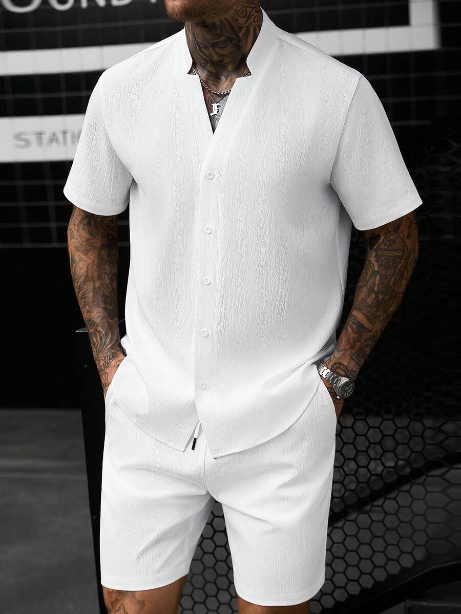 Ensemble chemise à manches cou - Linen Shorts Men avis et prix