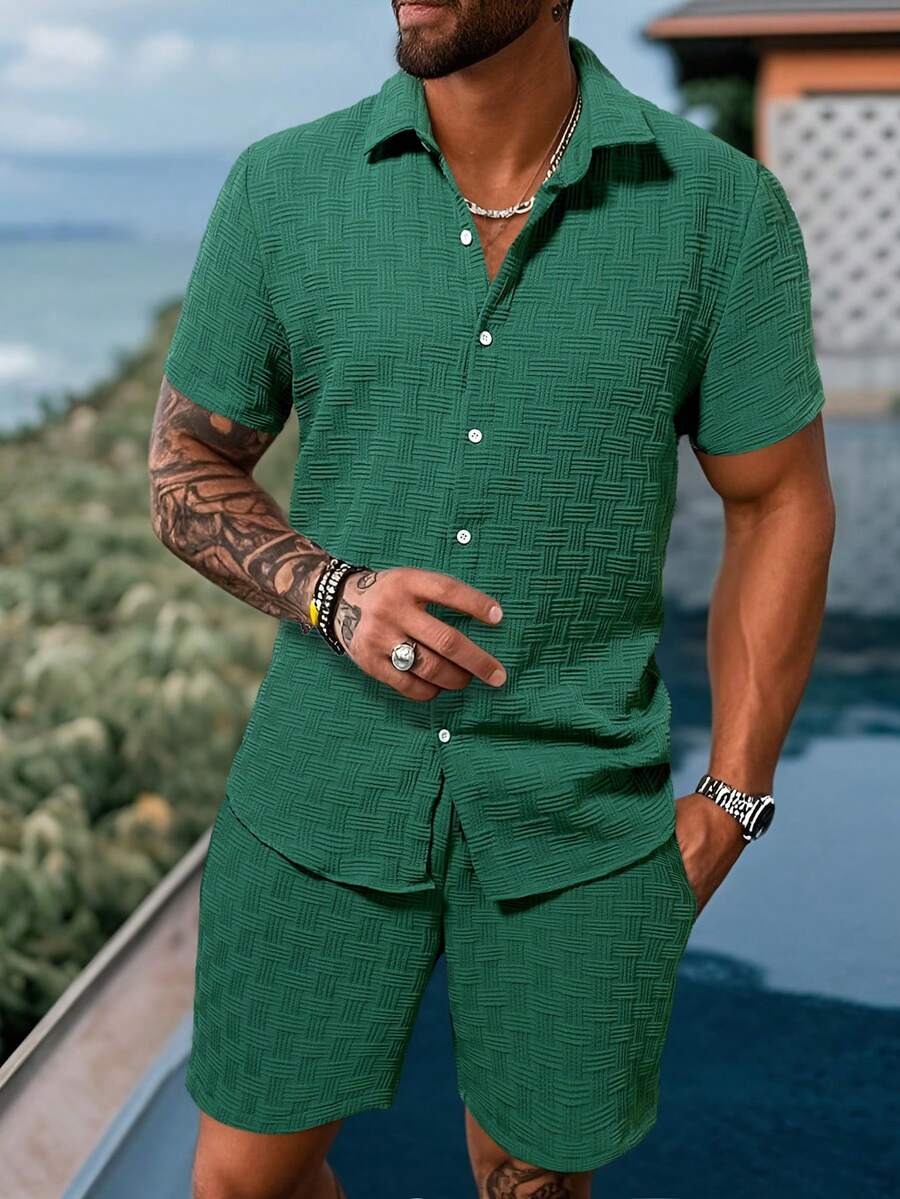 Ensemble chemise à manches cou - Linen Shorts Men avis et prix