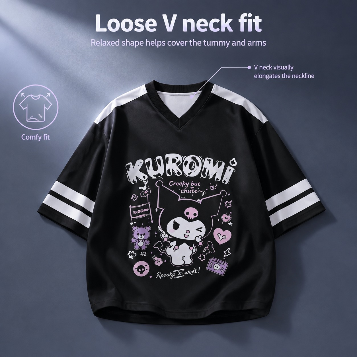T-shirt décontracté noir et bl - Summer Goth Clothing avis et prix